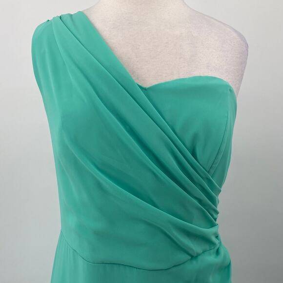 After Six Gown One Shoulder Draped Maxi Dress Sweetheart Gathered Turquoise 8 - Picture 3 of 10